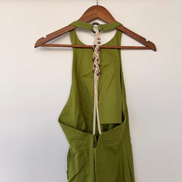 Zara Olive Green Halter Maxi Dress - Picture 2 of 3
